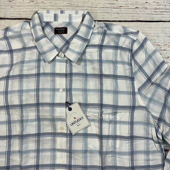 NEW Untuckit Melini Shirt Blue White Plaid Button Down Long Sleeve Womens Sz 10 - Picture 7 of 7